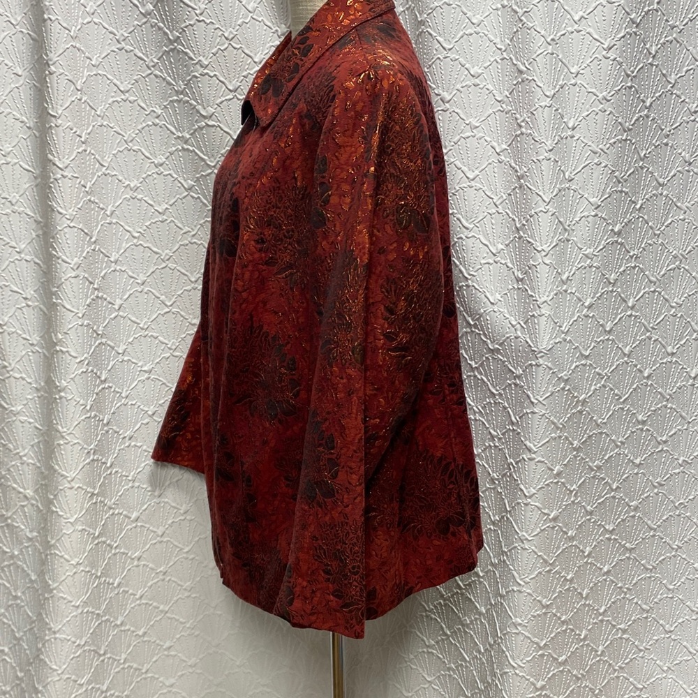 Kim Rogers size 2X Red and Black Patterned Blazer floral holiday‎ elegant dressy - Picture 5 of 7